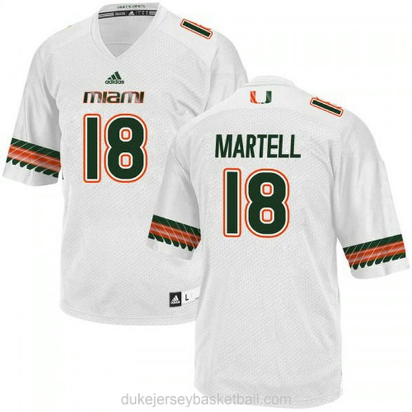 Mens Tate Martell Miami Hurricanes #18 Game White College Football C012 Jersey