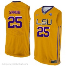 Ben Simmons Lsu Tigers #25 Authentic College Basketball Youth Gold Jersey