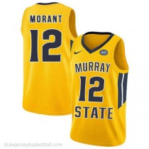 Ja Morant Murray State Racers #12 Authentic College Basketball Mens Yellow Jersey