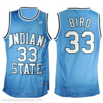 Larry Bird Indiana State Sycamores #33 Authentic College Basketball Womens Blue Jersey