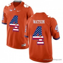 Mens Deshaun Watson Clemson Tigers Orange Authentic Us Flag Fashion As130 Jersey F461