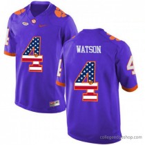 Mens Deshaun Watson Clemson Tigers Purple Authentic Us Flag Fashion As130 Jersey F462