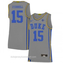 Mens Alex Oconnell Duke Blue Devils #15 Authentic Grey Colleage Basketball Jersey