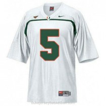 Mens Andre Johnson Miami Hurricanes #5 Limited White College Football C012 Jersey