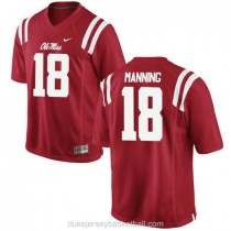 Mens Archie Manning Ole Miss Rebels #18 Authentic Red College Football C012 Jersey