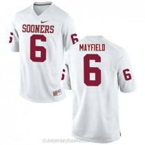 Mens Baker Mayfield Oklahoma Sooners #6 Authentic White College Football C012 Jersey