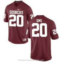 Mens Billy Sims Oklahoma Sooners #20 Authentic Red College Football C012 Jersey