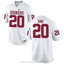 Mens Billy Sims Oklahoma Sooners #20 Authentic White College Football C012 Jersey