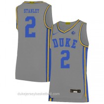 Mens Cassius Stanley Duke Blue Devils #2 Authentic Grey Colleage Basketball Jersey