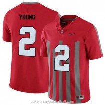Mens Chase Young Ohio State Buckeyes #2 Throwback Authentic Red College Football C012 Jersey