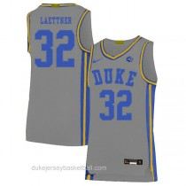 Mens Christian Laettner Duke Blue Devils #32 Authentic Grey Colleage Basketball Jersey