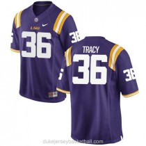 Mens Cole Tracy Lsu Tigers #36 Authentic Purple College Football C012 Jersey