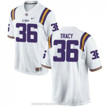 Mens Cole Tracy Lsu Tigers #36 Authentic White College Football C012 Jersey