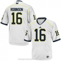 Mens Denard Robinson Michigan Wolverines #16 Authentic White College Football C012 Jersey