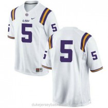 Mens Derrius Guice Lsu Tigers #5 Authentic White College Football C012 Jersey No Name