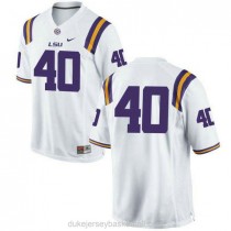 Mens Devin White Lsu Tigers #40 Authentic White College Football C012 Jersey No Name
