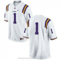 Mens Donte Jackson Lsu Tigers #1 Authentic White College Football C012 Jersey No Name