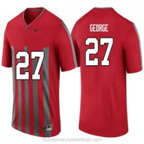Mens Eddie George Ohio State Buckeyes #27 Throwback Authentic Red College Football C012 Jersey