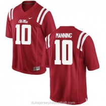 Mens Eli Manning Ole Miss Rebels #10 Authentic Red College Football C012 Jersey