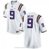 Mens Grant Delpit Lsu Tigers #9 Game White College Football C012 Jersey