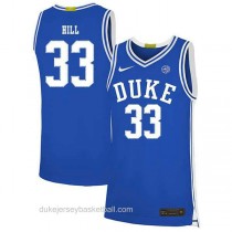 Mens Grant Hill Duke Blue Devils #33 Authentic Blue Colleage Basketball Jersey