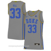 Mens Grant Hill Duke Blue Devils #33 Limited Grey Colleage Basketball Jersey