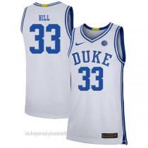 Mens Grant Hill Duke Blue Devils #33 Limited White Colleage Basketball Jersey