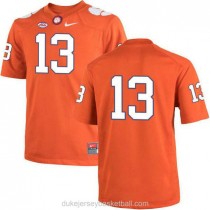 Mens Hunter Renfrow Clemson Tigers #13 Authentic Orange College Football C012 Jersey No Name