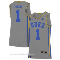 Mens Jabari Parker Duke Blue Devils #1 Authentic Grey Colleage Basketball Jersey