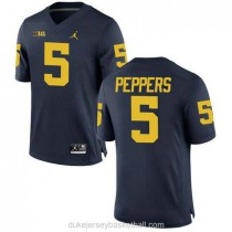 Mens Jabrill Peppers Michigan Wolverines #5 Authentic Navy College Football C012 Jersey