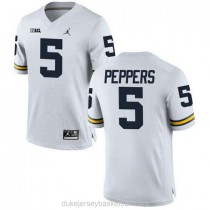 Mens Jabrill Peppers Michigan Wolverines #5 Authentic White College Football C012 Jersey