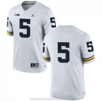 Mens Jabrill Peppers Michigan Wolverines #5 Game White College Football C012 Jersey No Name