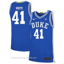 Mens Jack White Duke Blue Devils #41 Authentic Blue Colleage Basketball Jersey