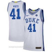 Mens Jack White Duke Blue Devils #41 Authentic White Colleage Basketball Jersey