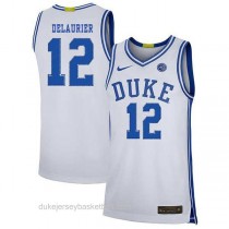 Mens Javin Delaurier Duke Blue Devils #12 Limited White Colleage Basketball Jersey