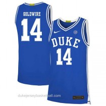 Mens Jordan Goldwire Duke Blue Devils #14 Authentic Blue Colleage Basketball Jersey
