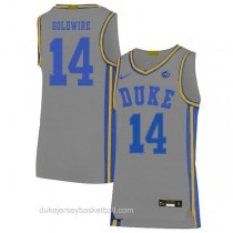 Mens Jordan Goldwire Duke Blue Devils #14 Swingman Grey Colleage Basketball Jersey
