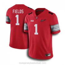 Mens Justin Fields Ohio State Buckeyes #1 Champions Authentic Red College Football C012 Jersey