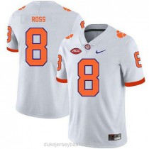 Mens Justyn Ross Clemson Tigers #8 Authentic White College Football C012 Jersey