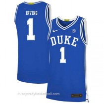 Mens Kyrie Irving Duke Blue Devils #1 Authentic Blue Colleage Basketball Jersey