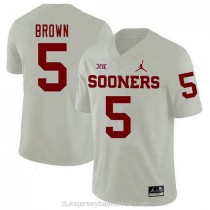 Mens Marquise Brown Oklahoma Sooners #5 Jordan Brand Authentic White College Football C012 Jersey