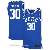 Mens Michael Savarino Duke Blue Devils #30 Authentic Blue Colleage Basketball Jersey