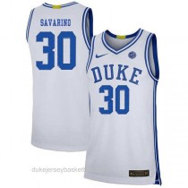Mens Michael Savarino Duke Blue Devils #30 Authentic White Colleage Basketball Jersey