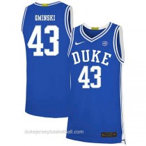 Mens Mike Gminski Duke Blue Devils #43 Authentic Blue Colleage Basketball Jersey
