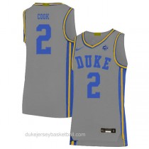Mens Quinn Cook Duke Blue Devils #2 Authentic Grey Colleage Basketball Jersey