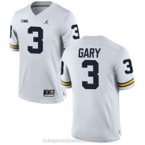 Mens Rashan Gary Michigan Wolverines #3 Authentic White College Football C012 Jersey