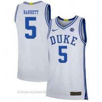 Mens Rj Barrett Duke Blue Devils #5 Authentic White Colleage Basketball Jersey