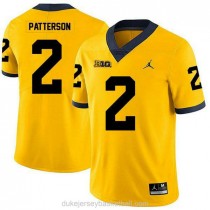 Mens Shea Patterson Michigan Wolverines #2 Authentic Yellow College Football C012 Jersey