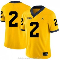 Mens Shea Patterson Michigan Wolverines #2 Authentic Yellow College Football C012 Jersey No Name