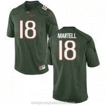 Mens Tate Martell Miami Hurricanes #18 Authentic Green College Football C012 Jersey
